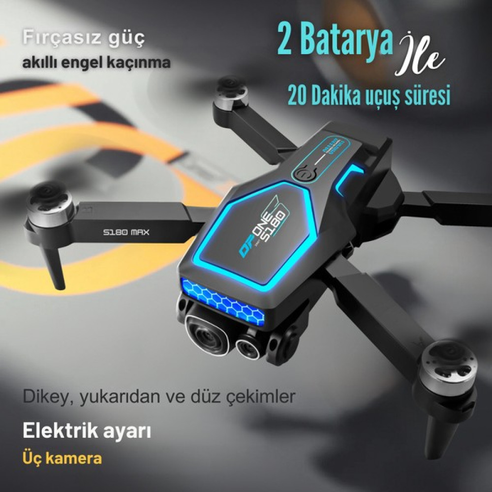 Piha S180 Drone Fırçasız Motor 2 Batarya Ile 20 Dakika Uçuş 1080P Hd Kamera - Siyah Drone Fiyatı
