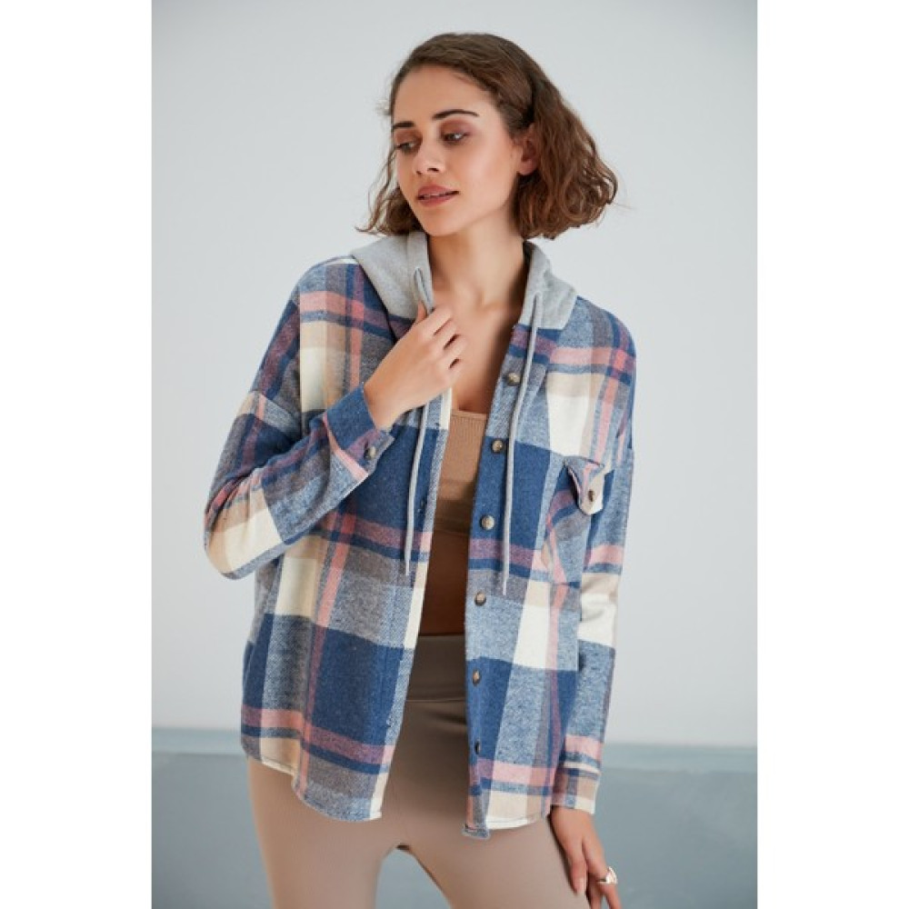 Pikka Online Kadın Çok Renkli Soft Mavi Oduncu Oversize Ceket Gömlek Kadın Gömlek Fiyatı
