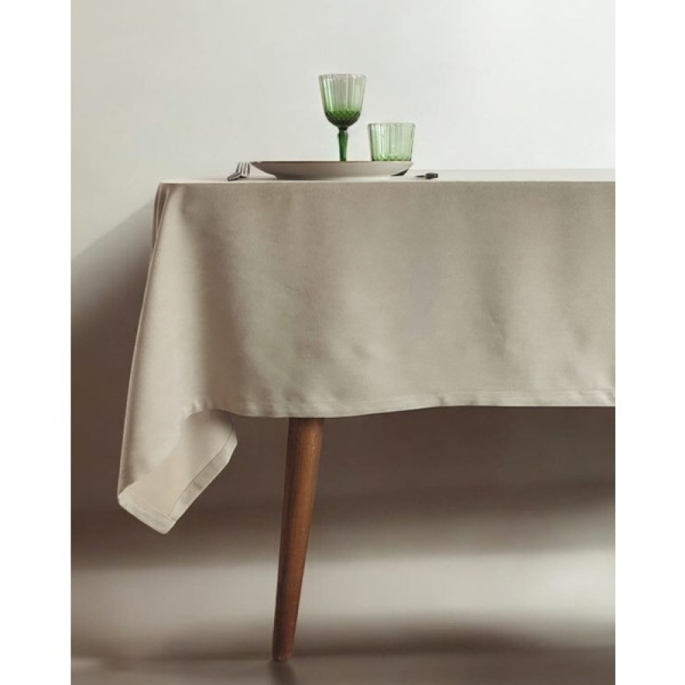 Pikko Home Krem Kadife Dokulu Dertsiz Masa Örtüsü - 140 x 140 cm Masa Örtüsü Fiyatı