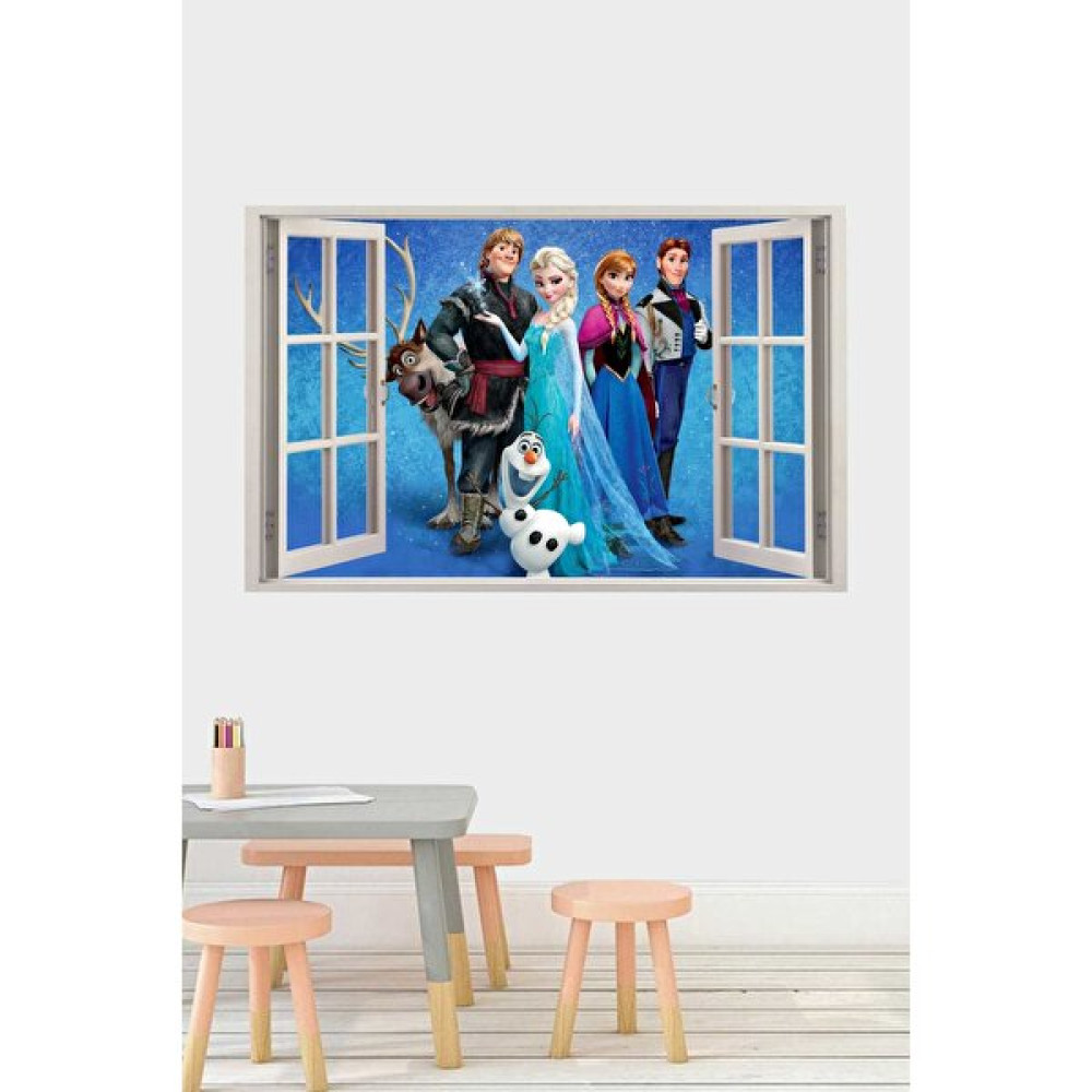 Piksel Grafik Elsa Çocuk Odası Duvar Sticker - 100 x 60 cm - Renkli Duvar Stickerı Fiyatı