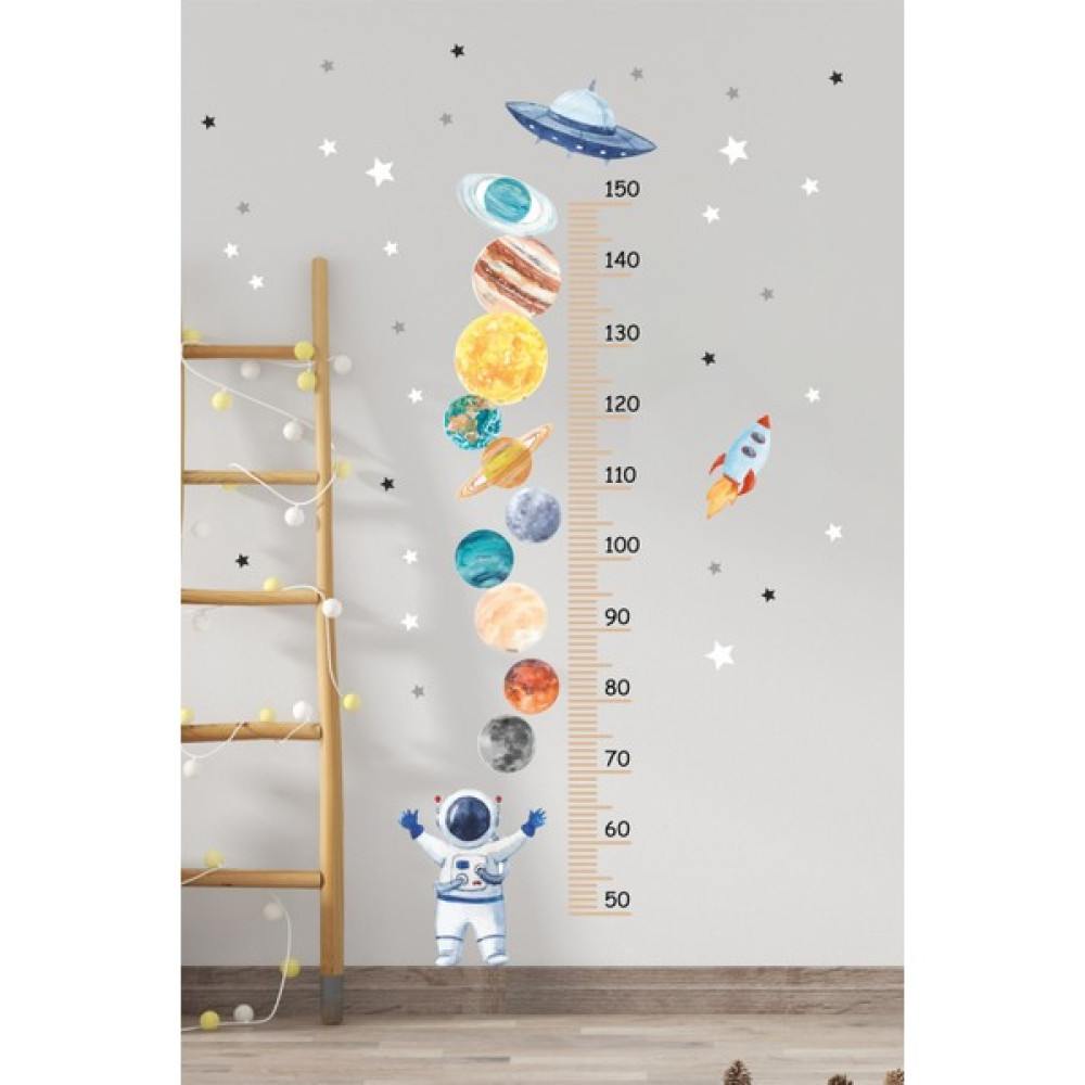 Piksel Grafik Gezegenler Boy Ölçer Çocuk Odası Duvar Sticker - 120 x 40 cm Duvar Stickerı Fiyatı