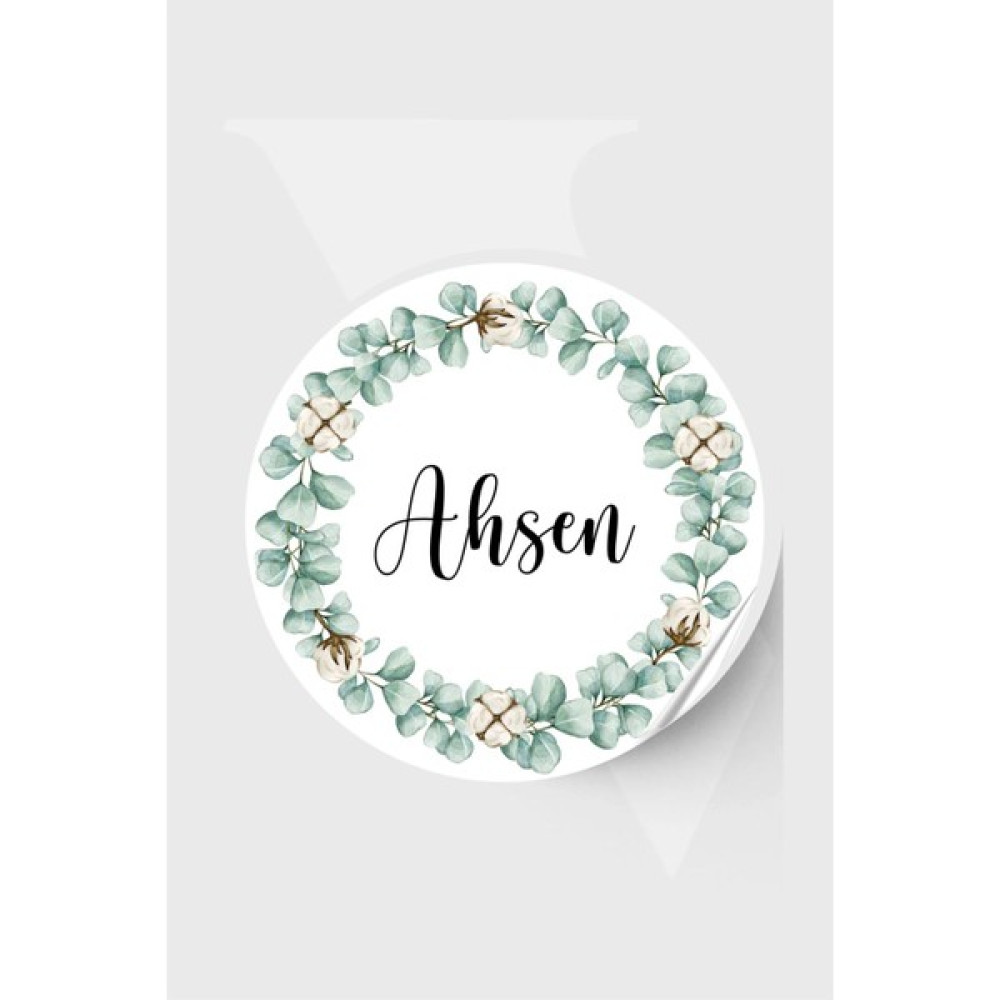 Piksel Grafik Isimli Bebek Etiketi- Doğum Günü Etiketi 4x4 cm 96 Adet - Okaliptus - 4 x 4 cm Sticker Fiyatı