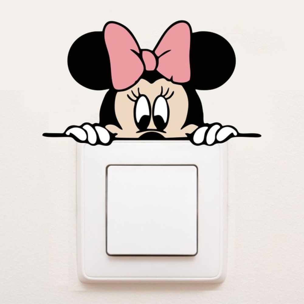 Piksel Grafik Minnie Mouse Priz Sticker - 10x10 cm Ev & Dekorasyon Aksesuarları Fiyatı