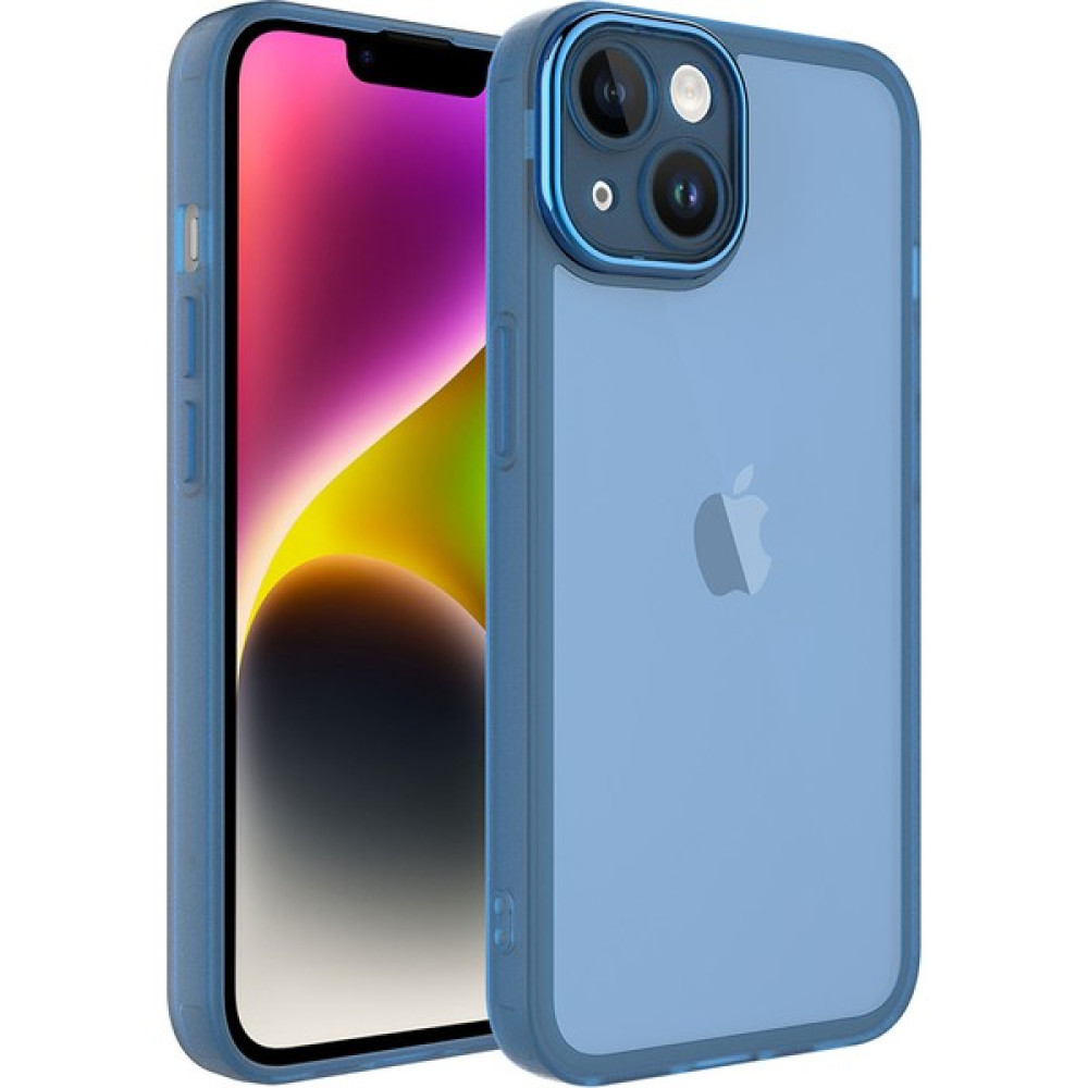 Pilanix Apple Iphone 13 Kılıf Kamera Korumalı Renkli Kenarlı Arkası Şeffaf Post Silikon - Mavi Cep Telefonu Kılıfı Fiyatı