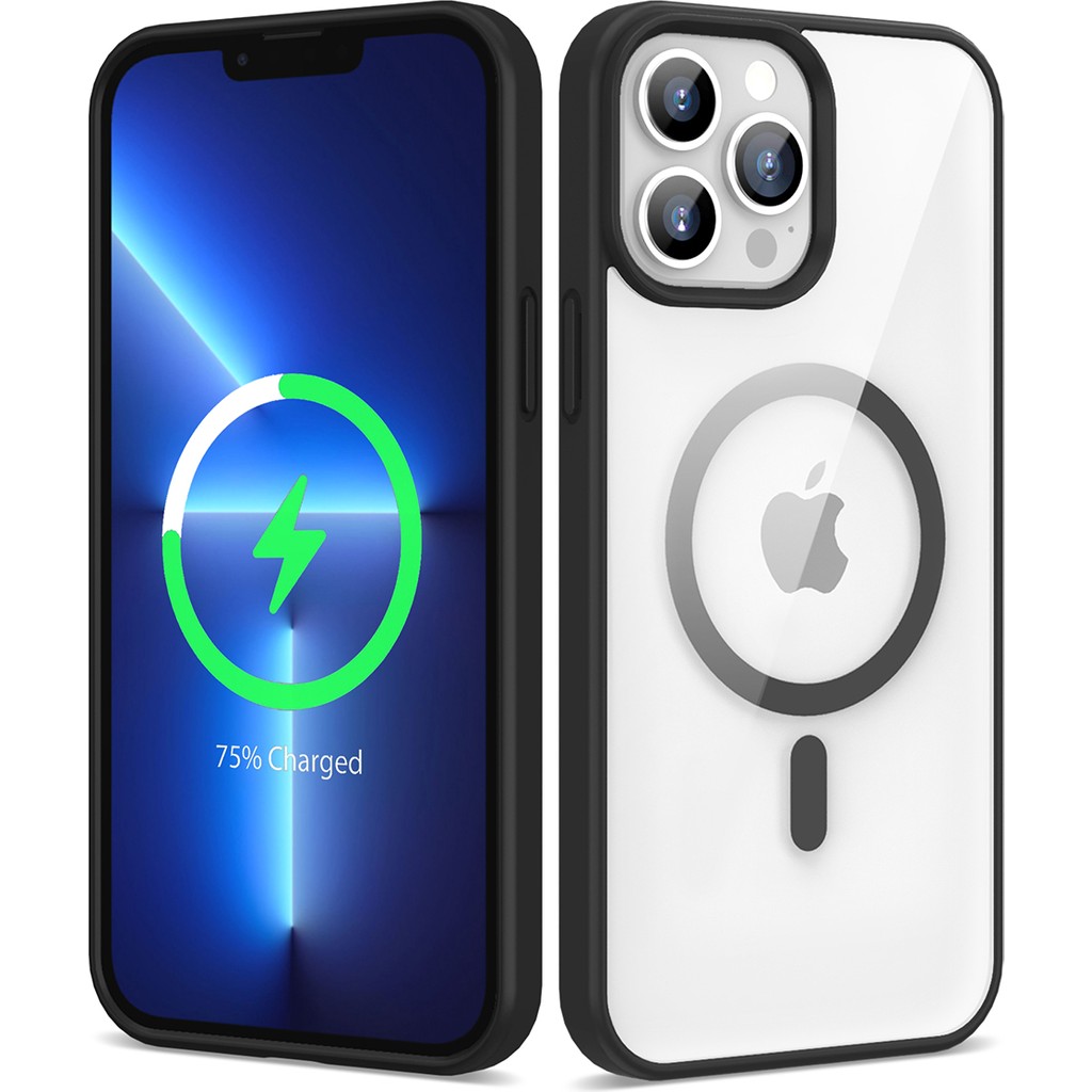 Pilanix Apple iPhone 13 Pro Kılıf Silikon Kenarlı Renkli Magsafeli Sert Ege Kapak - Siyah Cep Telefonu Kılıfı Fiyatı