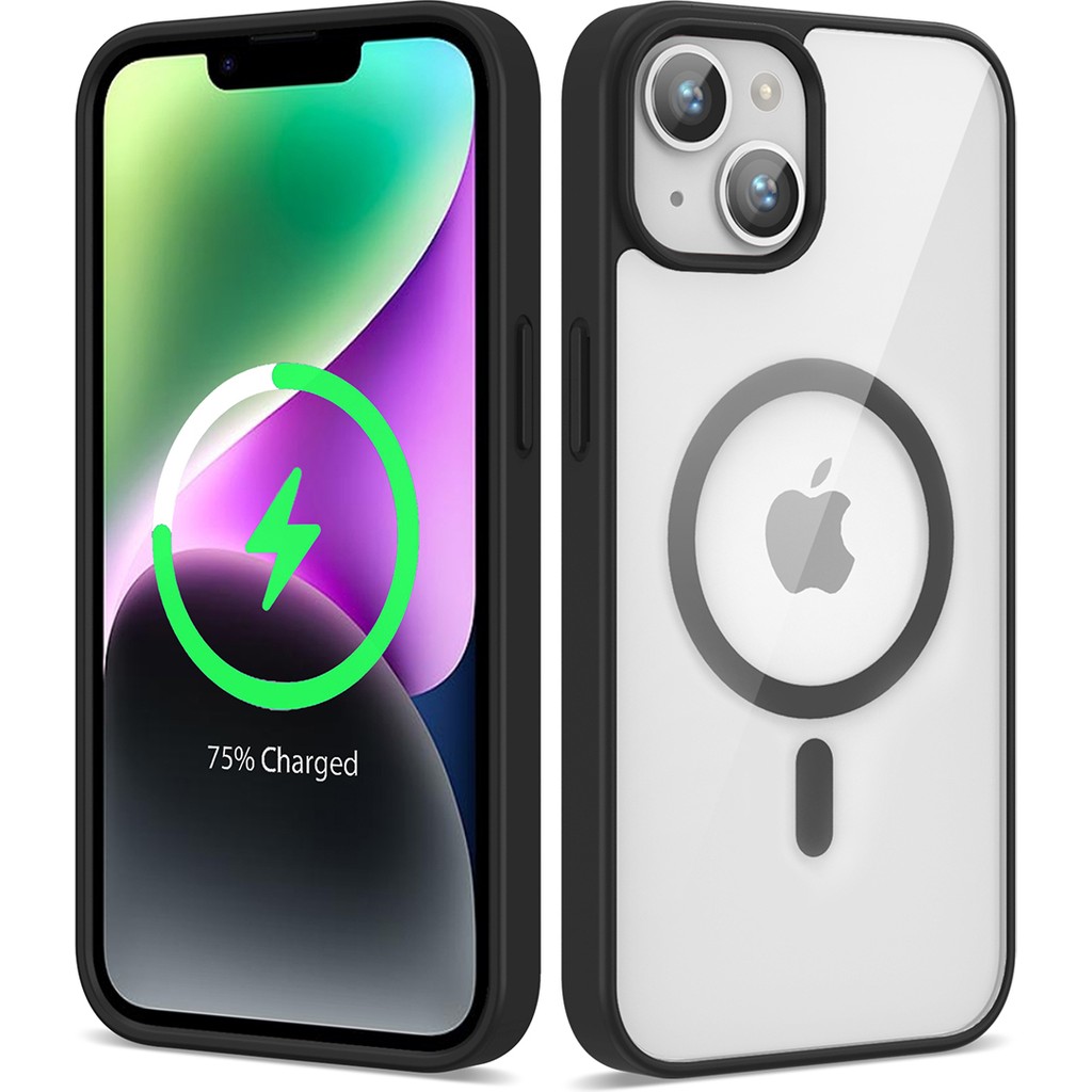 Pilanix Apple iPhone 14 Kılıf Silikon Kenarlı Renkli Magsafeli Sert Ege Kapak - Siyah Cep Telefonu Kılıfı Fiyatı