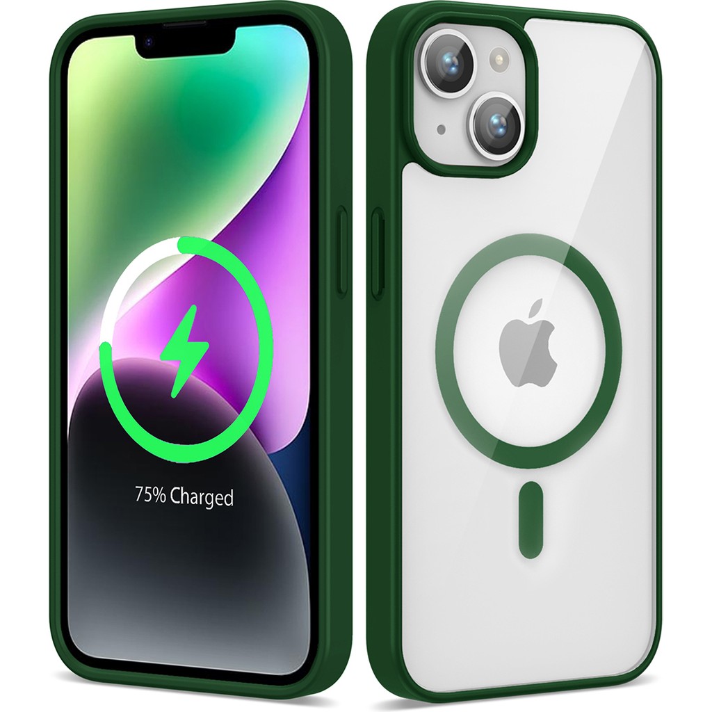 Pilanix Apple iPhone 14 Kılıf Silikon Kenarlı Renkli Magsafeli Sert Ege Kapak - Yeşil Cep Telefonu Kılıfı Fiyatı