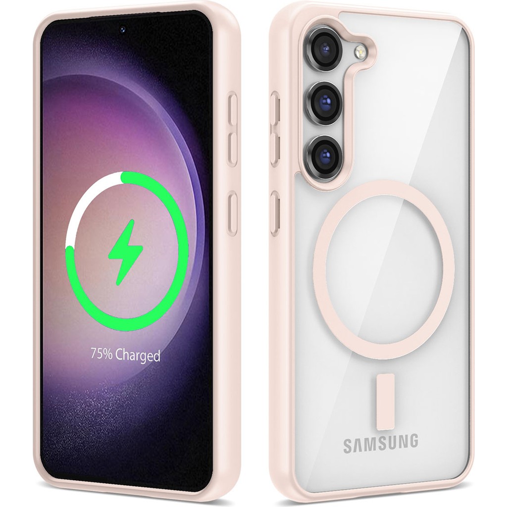 Pilanix Samsung Galaxy S23 Kılıf Silikon Kenarlı Renkli Magsafeli Sert Ege Kapak - Pembe Cep Telefonu Kılıfı Fiyatı