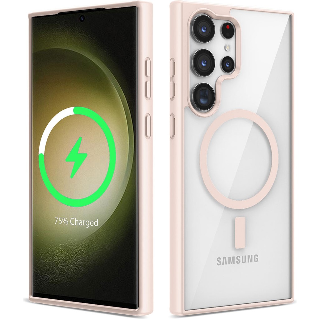 Pilanix Samsung Galaxy S23 Ultra Kılıf Silikon Kenarlı Renkli Magsafeli Sert Ege Kapak - Pembe Cep Telefonu Kılıfı Fiyatı