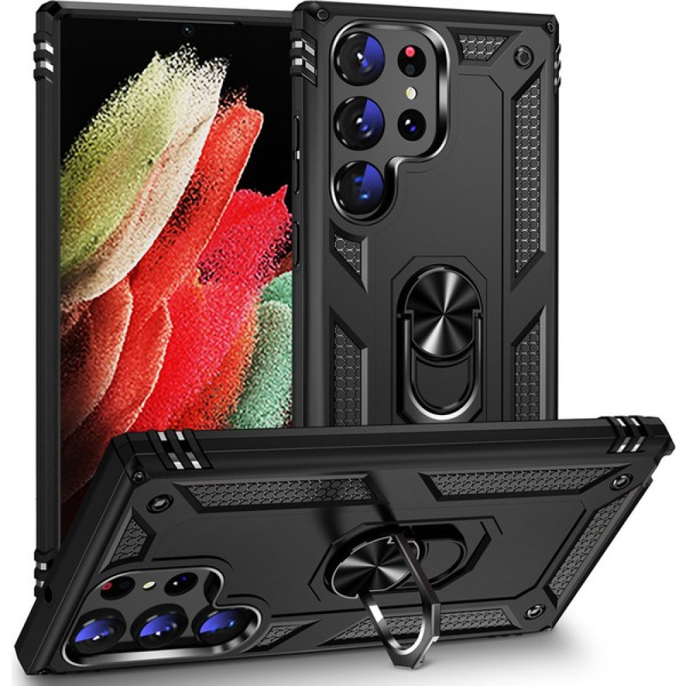 Pilanix Samsung Galaxy S23 Ultra Kılıf Ultra Korumalı Yüzüklü Manyetik Vega Kapak - Siyah Cep Telefonu Kılıfı Fiyatı
