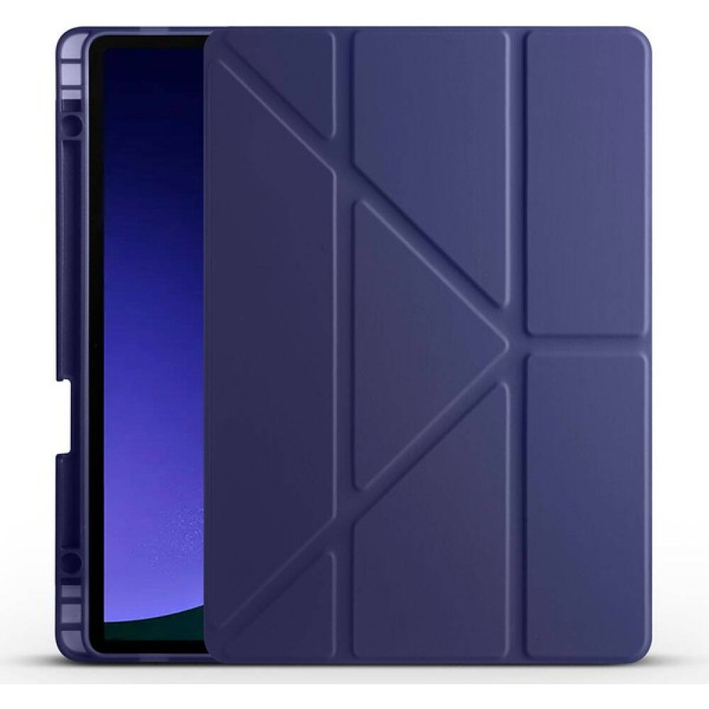 Pilanix Samsung Galaxy Tab S9 Plus SM-X810 Kılıf Kalem Koymalı Arkası Silikon Standlı Trifolding Kılıf - Lacivert Tablet Kılıfı Fiyatı
