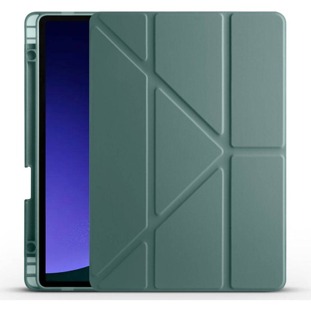 Pilanix Samsung Galaxy Tab S9 Plus SM-X810 Kılıf Kalem Koymalı Arkası Silikon Standlı Trifolding Kılıf - Yeşil Tablet Kılıfı Fiyatı