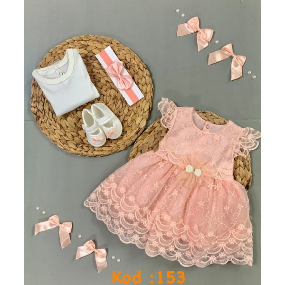 Pileki Baby Kız Bebek 0 6 Ay Mevlüt Elbisesi Prenses Dantelli Mevlütlük Elbise Bebek Elbisesi Fiyatı