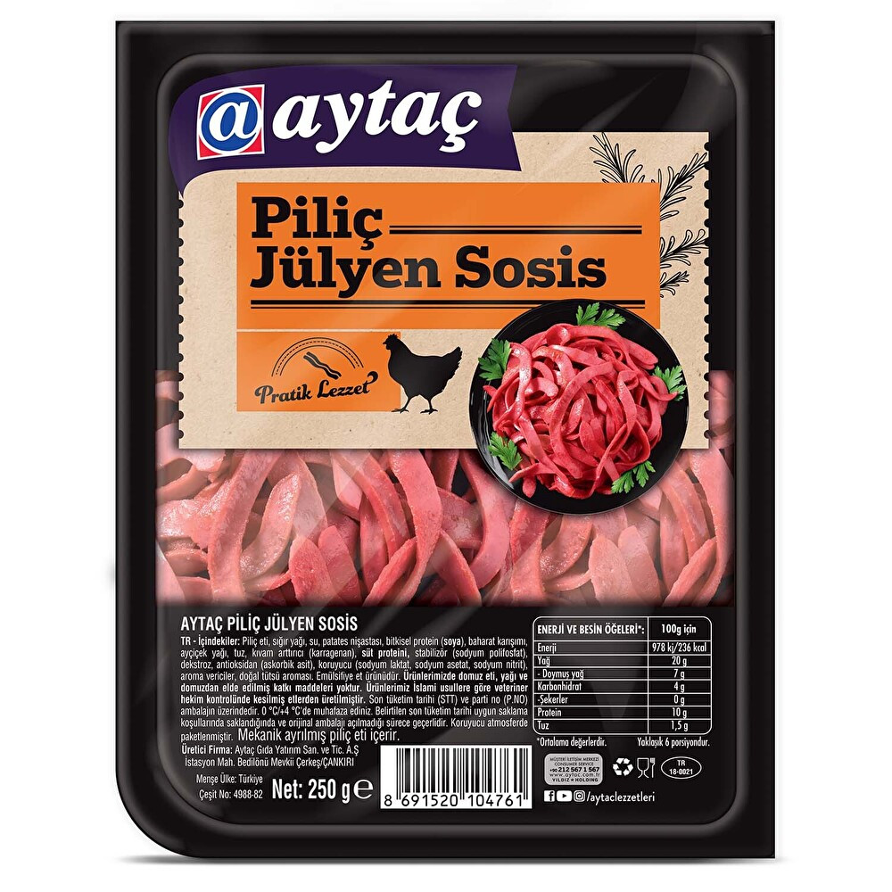Piliç Jülyen Sosis 250 g Şarküteri Fiyatı
