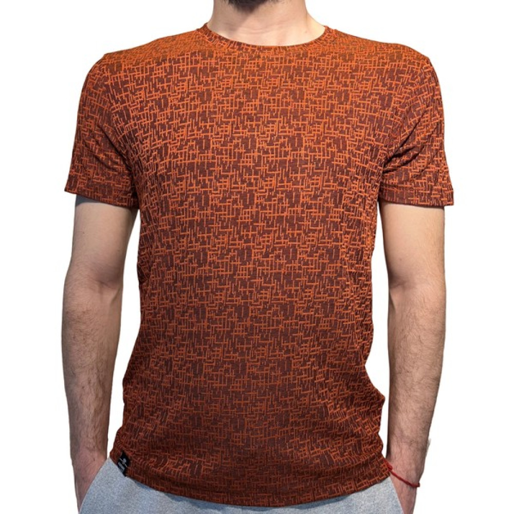 Pilito Kiremit Desenli Casual T-Shirt Slim Fit Erkek T-shirt Fiyatı