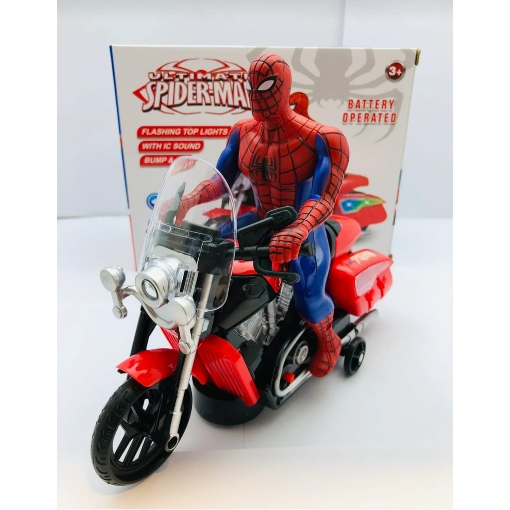 Pilli Işıklı Sesli Motorlu Spider Örümcek Adam Spider Motor - Kırmızı - Kırmızı Siyah Ekoseli Aksiyon Figürleri Fiyatı