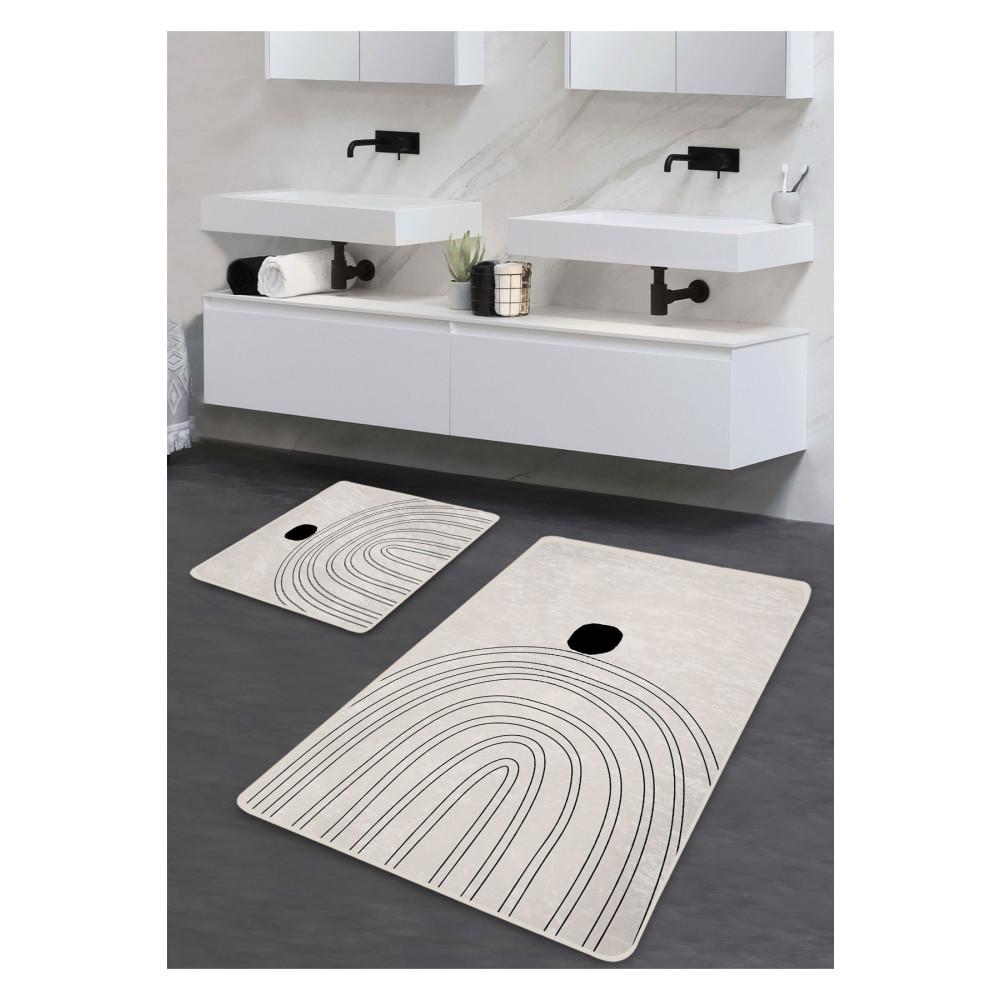 Pilloveland Kaymaz Taban Yıkanabilir 2’li Banyo Paspası - Ark Desenli 60*100 Cm - 50*60 Cm Banyo Tekstili Fiyatı