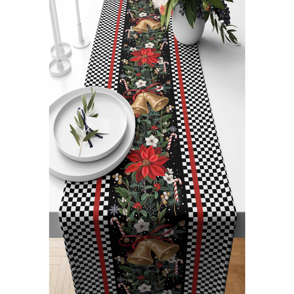 Pilloveland Runner Dama Christmas Desenli Süet Dokuma 140*40 Cm Yılbaşı ve Noel Runner Fiyatı
