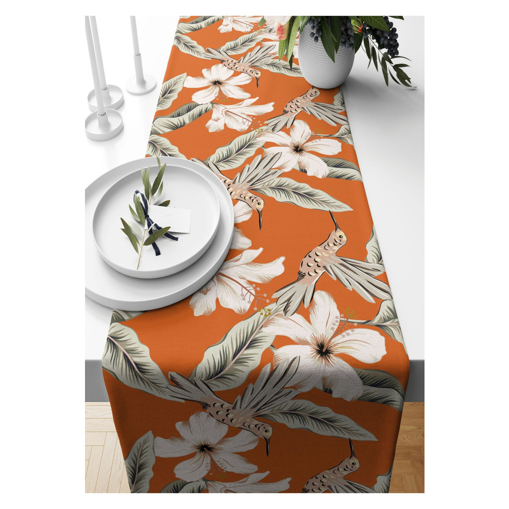 Pilloveland Runner Hibiskus Desenli Süet Dokuma 140*40 Cm Runner Fiyatı