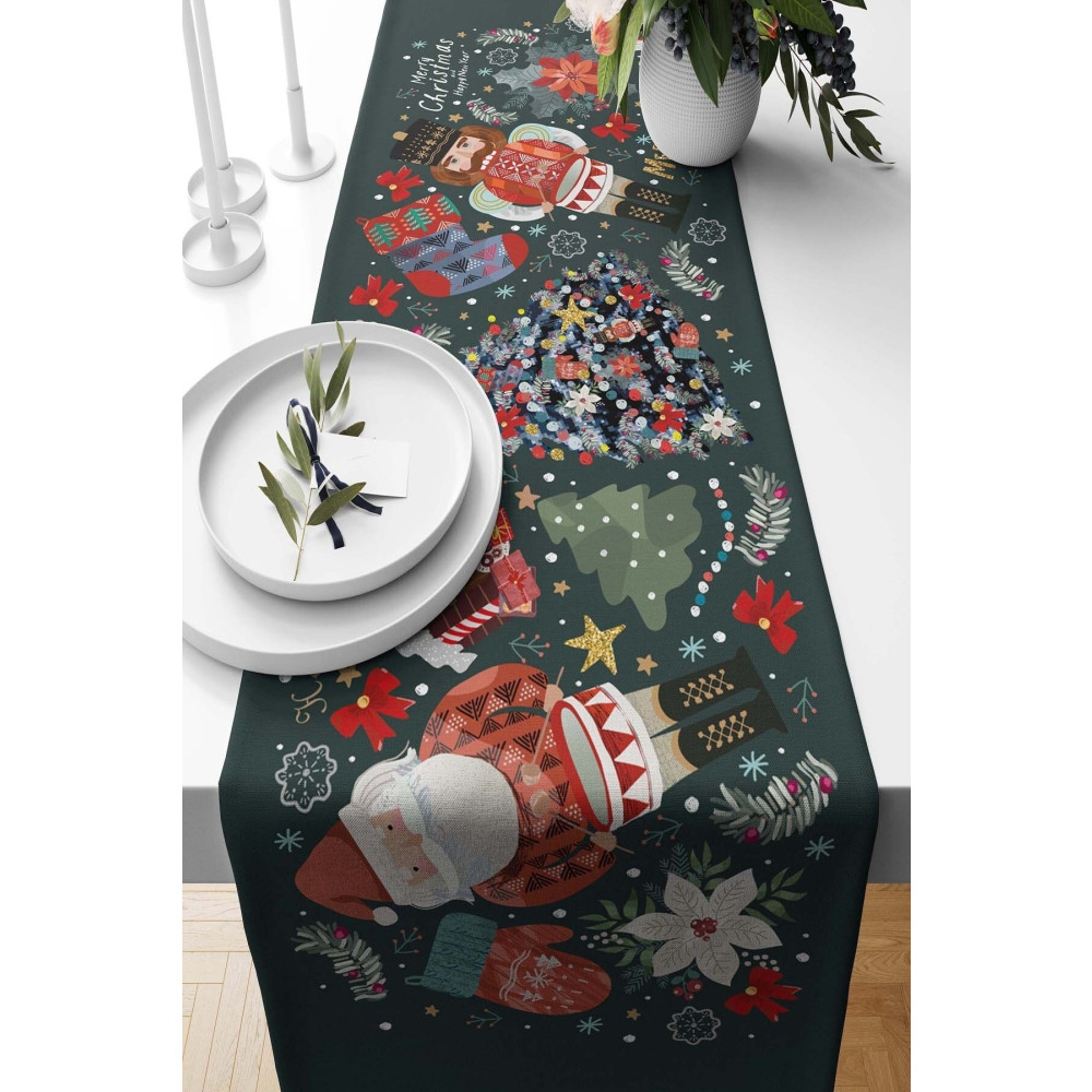 Pilloveland Runner Nutcracker Desenli Süet Dokuma 140*40 Cm Christmas Noel Yılbaşı Runner Fiyatı