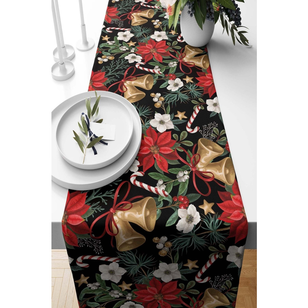 Pilloveland Runner Yılbaşı Çanı Desenli Süet Dokuma 140*40 Cm Christmas Noel Runner Fiyatı