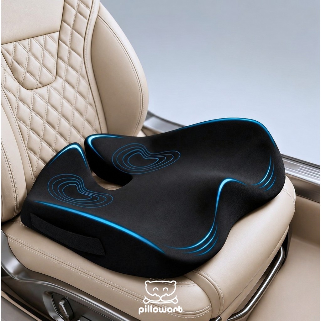 Pillowart Ortopedik Visco Koltuk Yükseltici Minder – Araç & Ofis İçin Ergonomik Oturma Desteği - Siyah Koltuk Fiyatı
