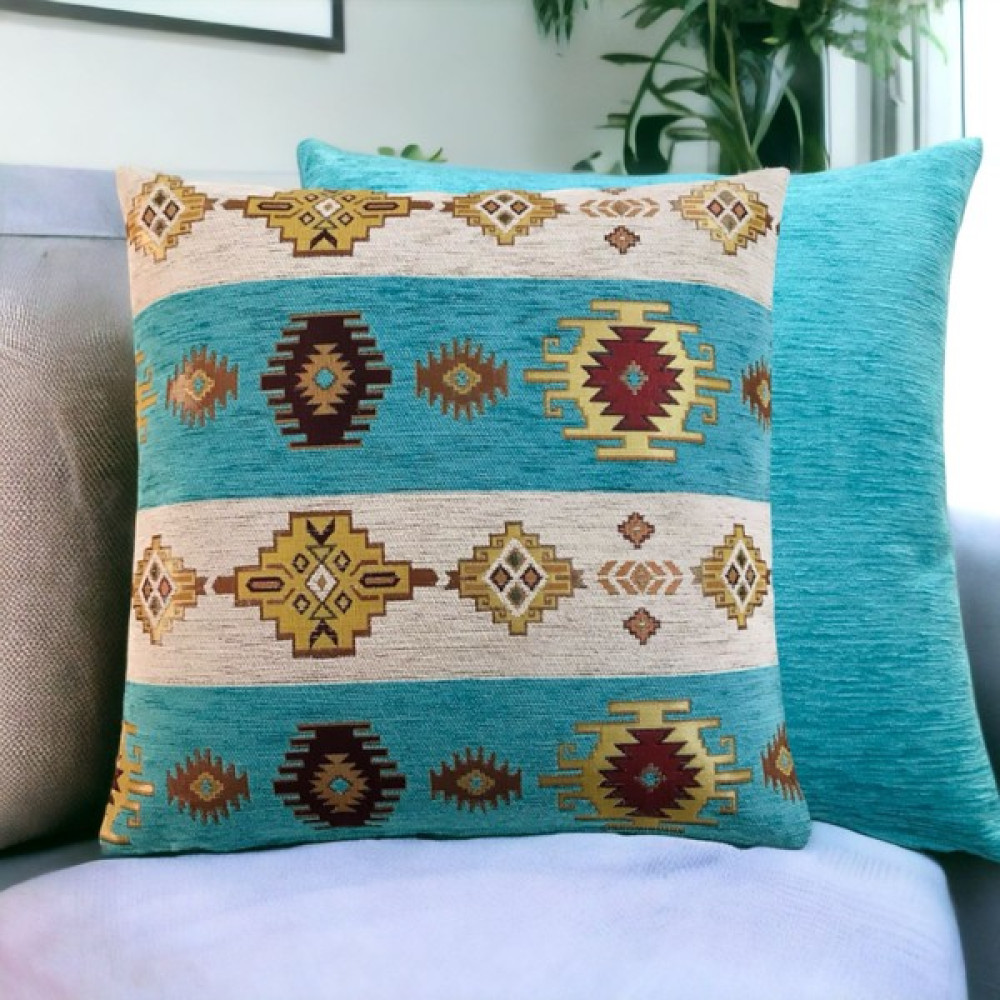 Pillows Store Kilim Desenli Turkuaz Kırlent Kılıfı Seti -2 Adet 45CM*45CM - 45 x 45 cm Kırlent / Mobilya Yastığı Fiyatı