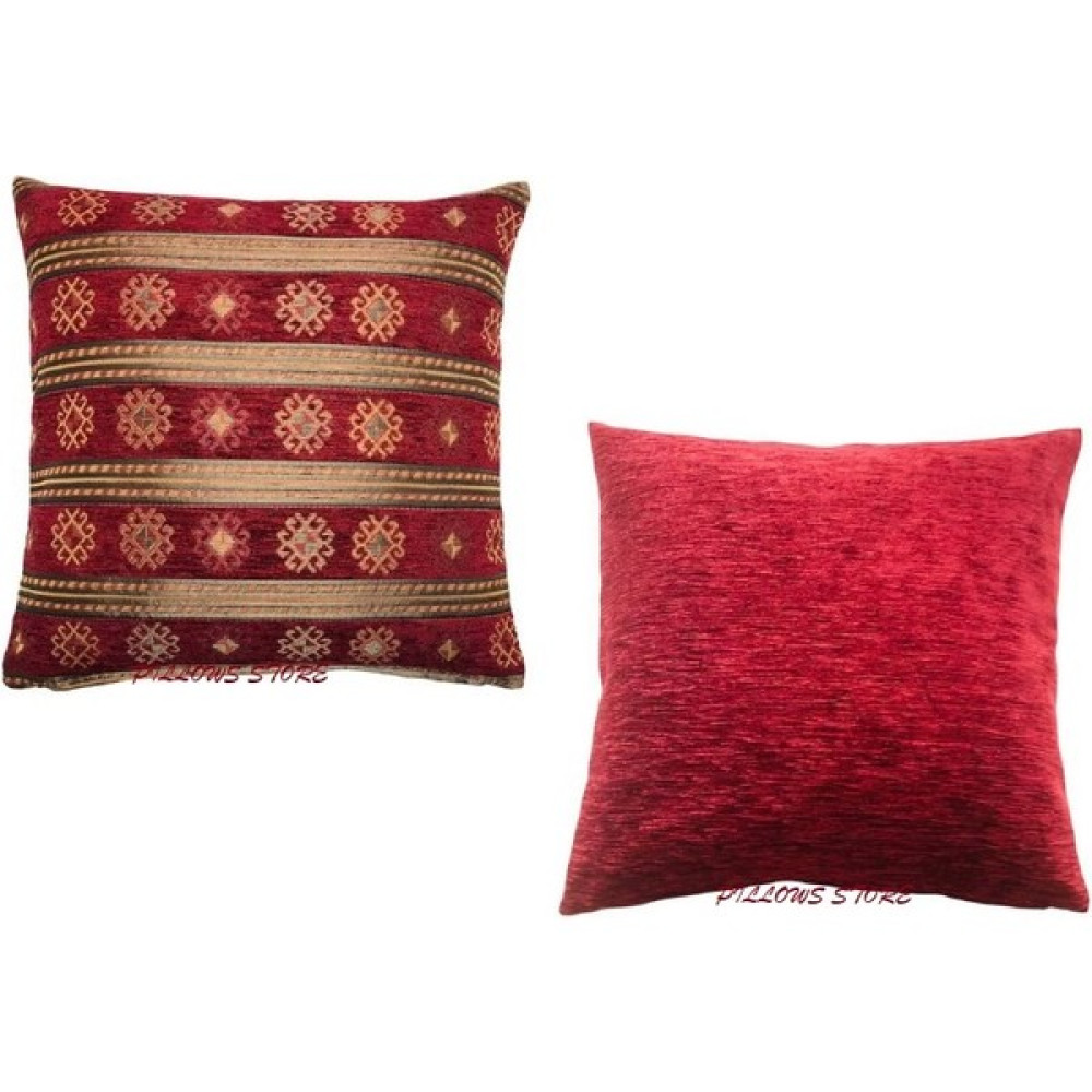 Pillows Store Şerit Desenli Bordo Kırlent Kılıfı Seti -2 Adet 45CM*45CM - 45 x 45 cm Kırlent / Mobilya Yastığı Fiyatı