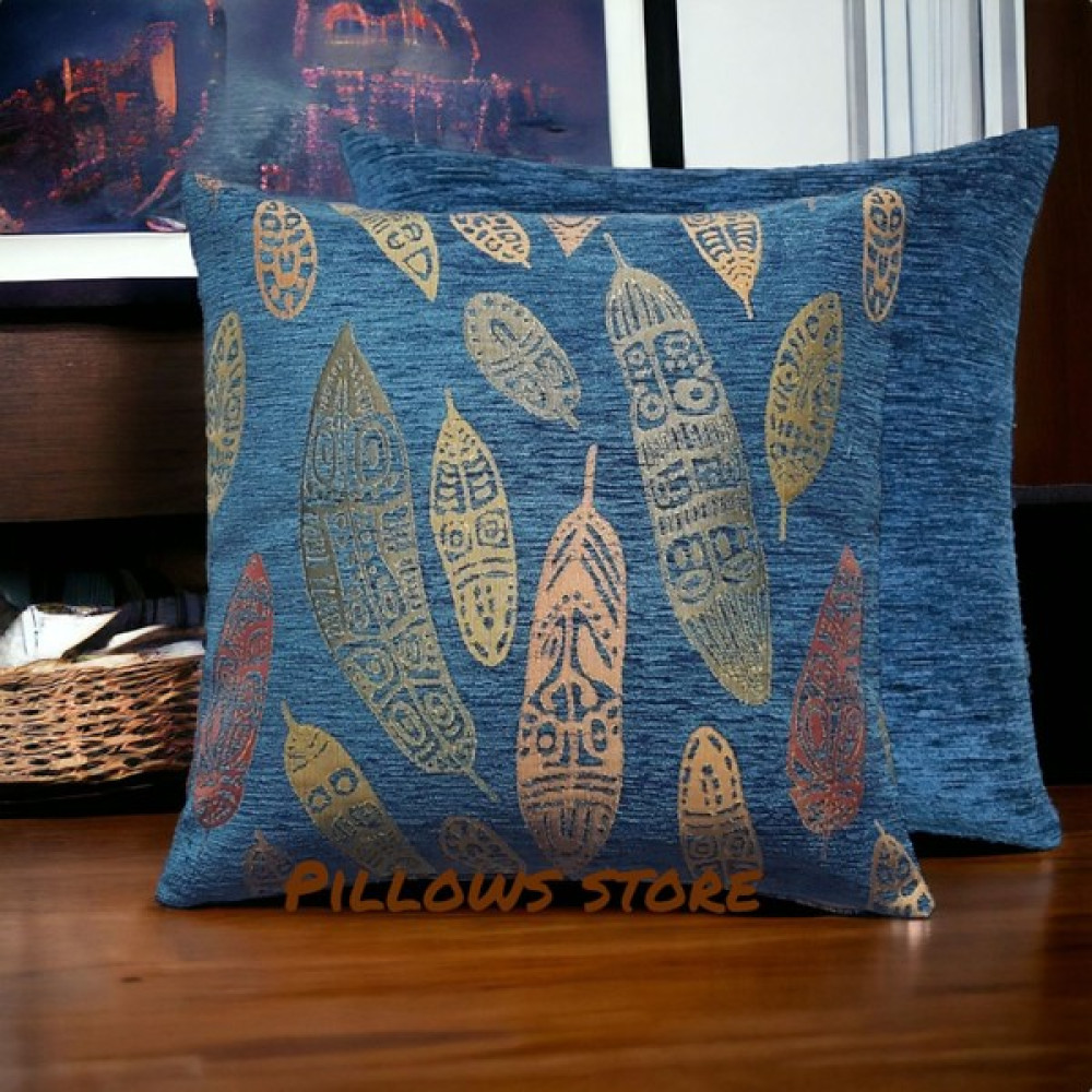 Pillows Store Yaprak Desenli Açık Mavi Kırlent Kılıfı Seti -2 Adet 45CM*45CM - 45 x 45 cm Kırlent / Mobilya Yastığı Fiyatı