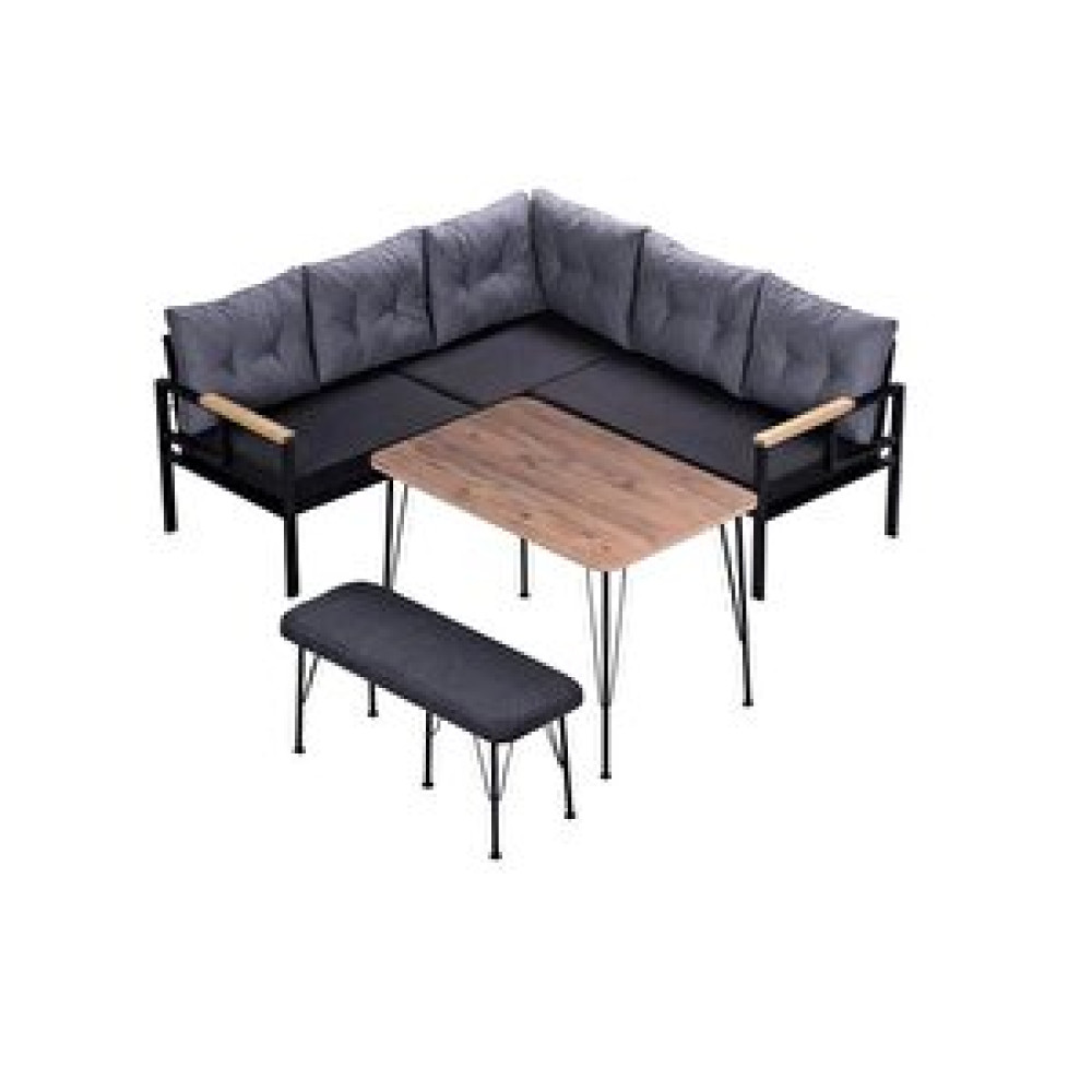 Pimango Pi Angel Bahçe ve Balkon Köşe Oturma Takımı Masalı Puflu Tam Set 180x180cm Bahçe Mobilyası Takımı Fiyatı