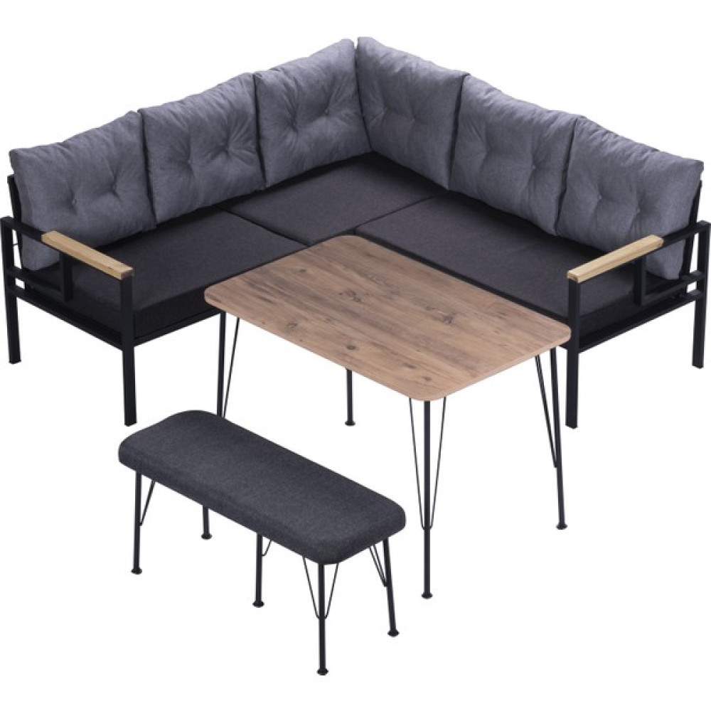 Pimango Pi Elize Demonte Metal Mutfak,balkon ve Bahçe Takımı,köşe Takımı 180X180 Masa - Sandalye Seti / Takımı Fiyatı