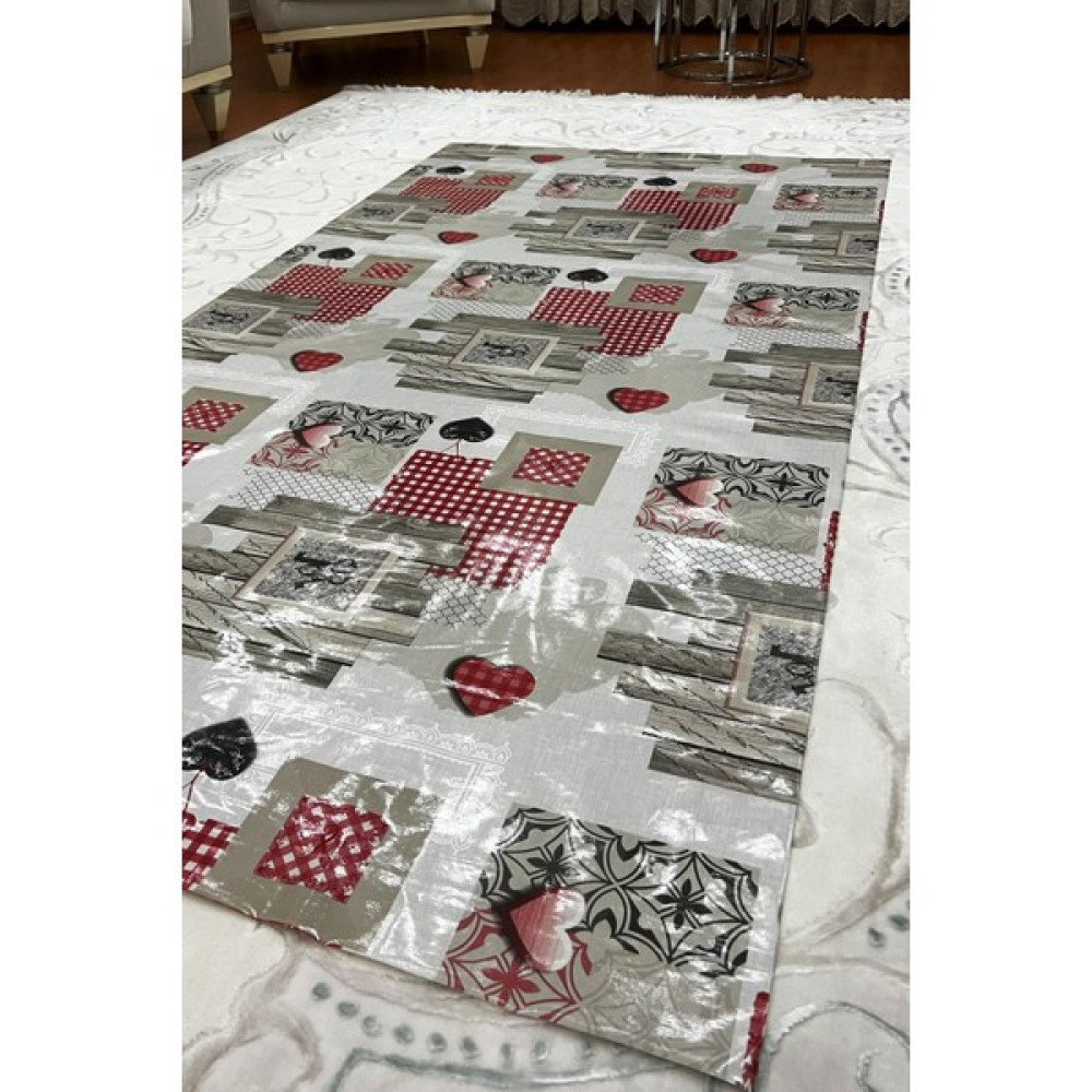 Pimula Home Kaymaz Polyesterli Pvc Dertsiz Silinebilir Parlak Muşamba Masa Örtüsü, Yer Sofrası En 100 CM_1035-A - Renkli - 100 x 500 cm Masa Örtüsü Fiyatı