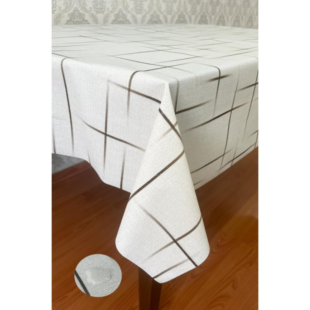 Pimula Home Modern Polyester Tabanlı Su Geçirmez Simli Pvc Masa Örtüsü Muşambası _1033-A - Açık Sarı - 140 x 220 cm Masa Örtüsü Fiyatı