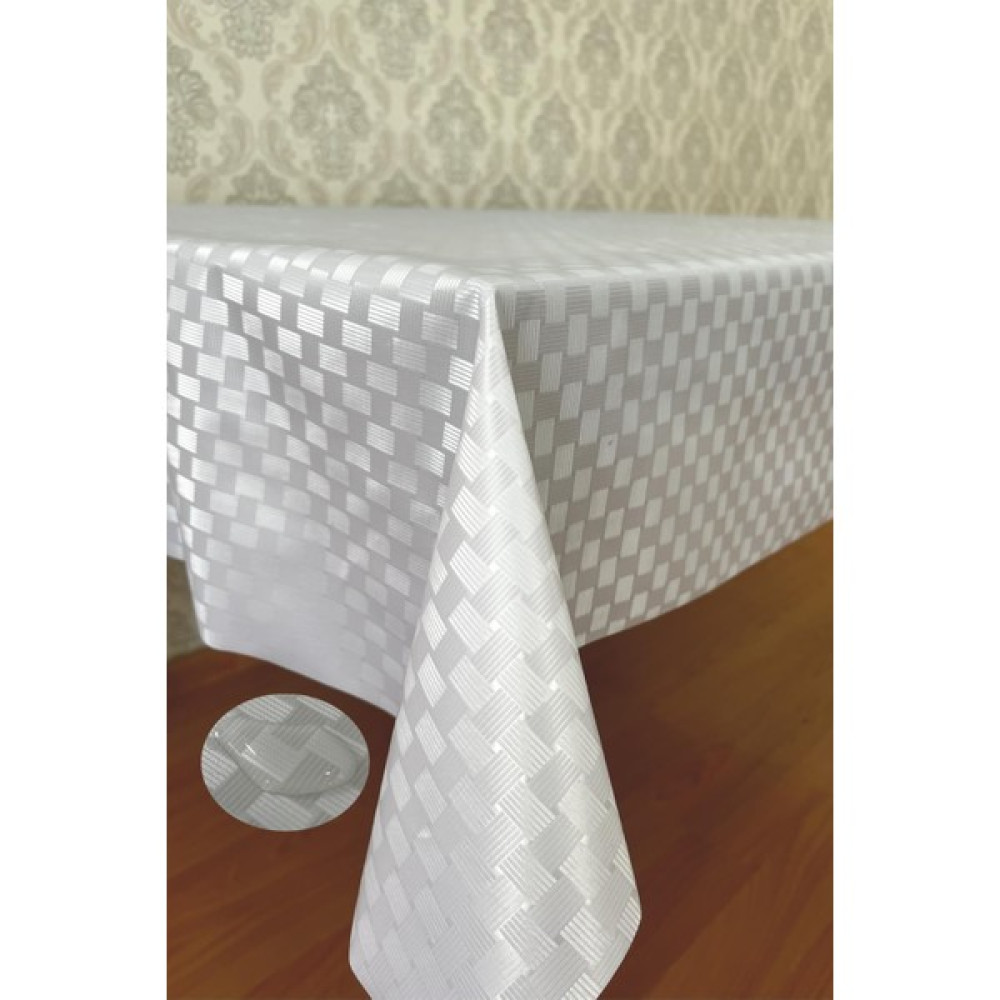 Pimula Home Romantik Kendinden Desenli Polyester Tabanlı Muşamba Masa Örtüsü Küçük Kare 1034-C_1034-C - Beyaz - 140 x 220 cm Masa Örtüsü Fiyatı