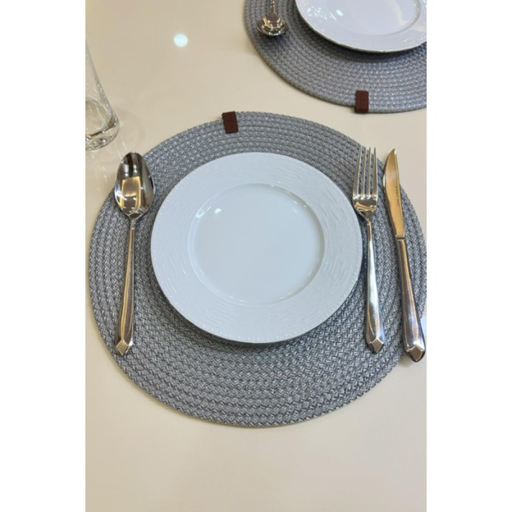 Pimula Home Tekli Amerikan Servisi, Supla, Hasır Yıkanabilen Örme Çeyiz Tabak Altlığı Yanmaz _1025-B - Gri - 33 x 33 cm Amerikan Servis Fiyatı