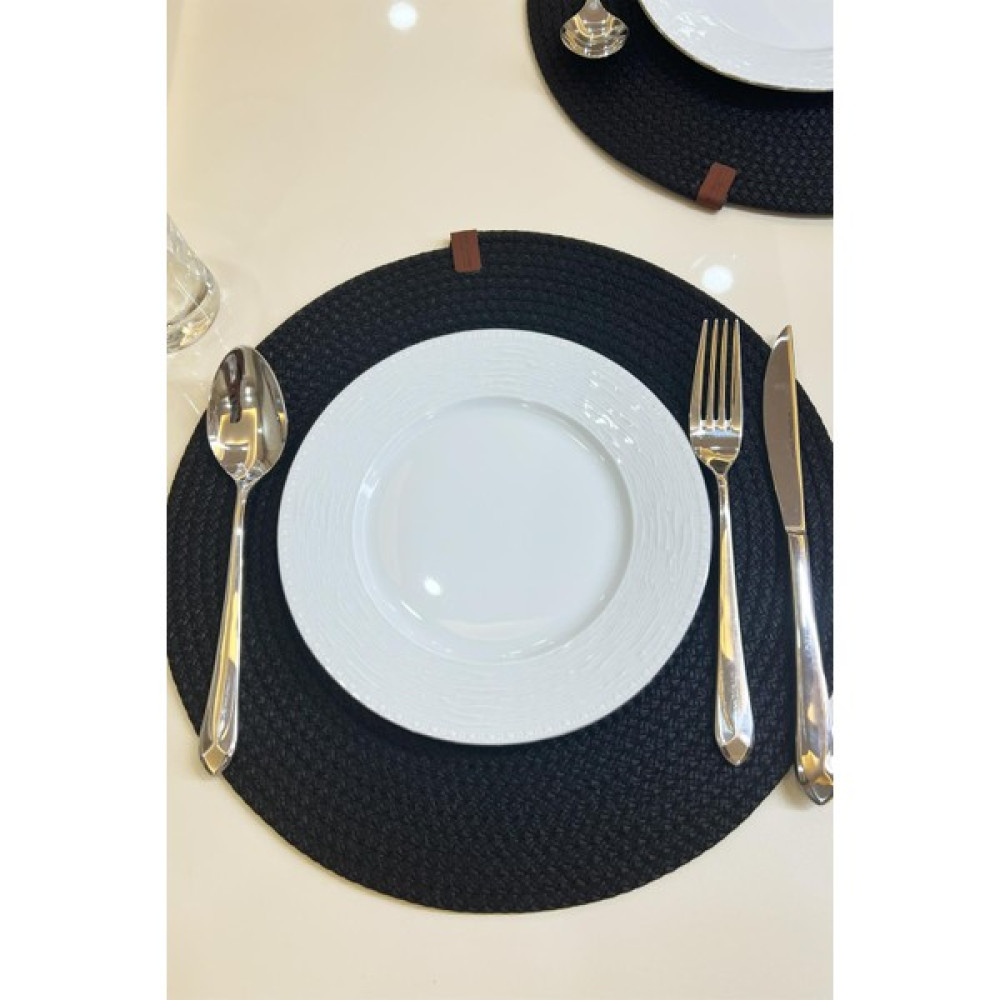 Pimula Home Tekli Amerikan Servisi, Supla, Hasır Yıkanabilen Örme Çeyiz Tabak Altlığı Yanmaz _1025-B - Siyah - 33 x 33 cm Amerikan Servis Fiyatı