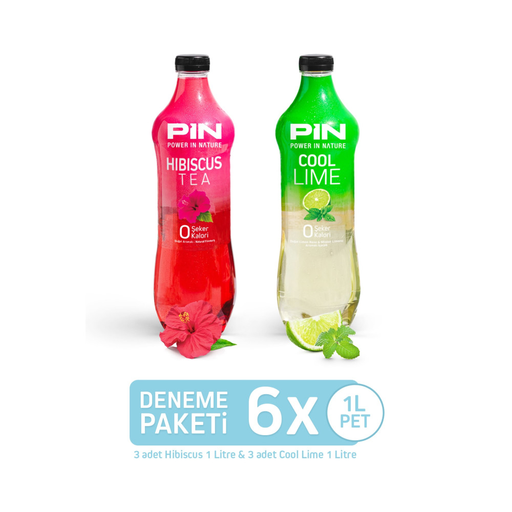 Pin Hibiskus Çayı & Cool Lime Deneme Paketi - Şekersiz & Kalorisiz 6 Adet X 1 Litre İçecek Fiyatı