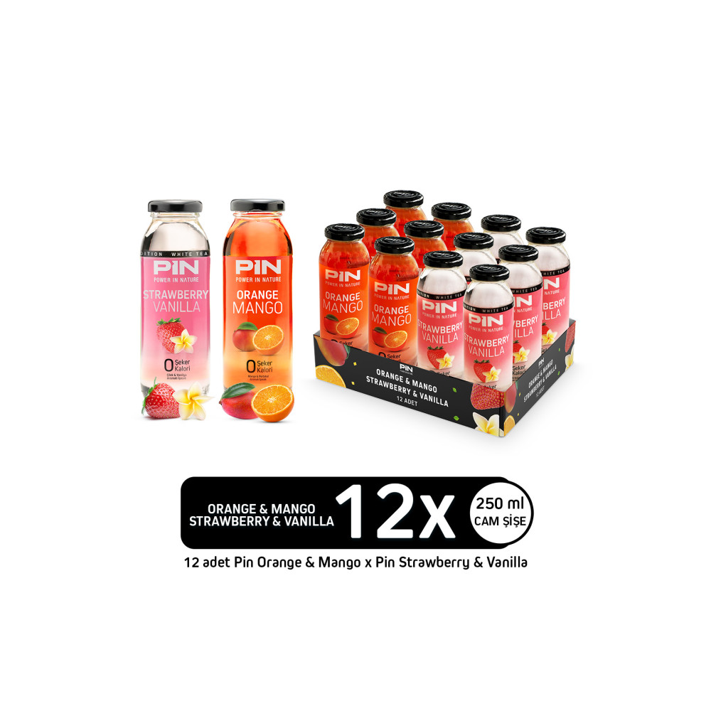 Pin Orange Mango & Strawberry Vanilla Beyaz Çaylı Özel Seri Sınırlı Sayıda Şekersiz 250 Mlx12 Adet İçecek Fiyatı