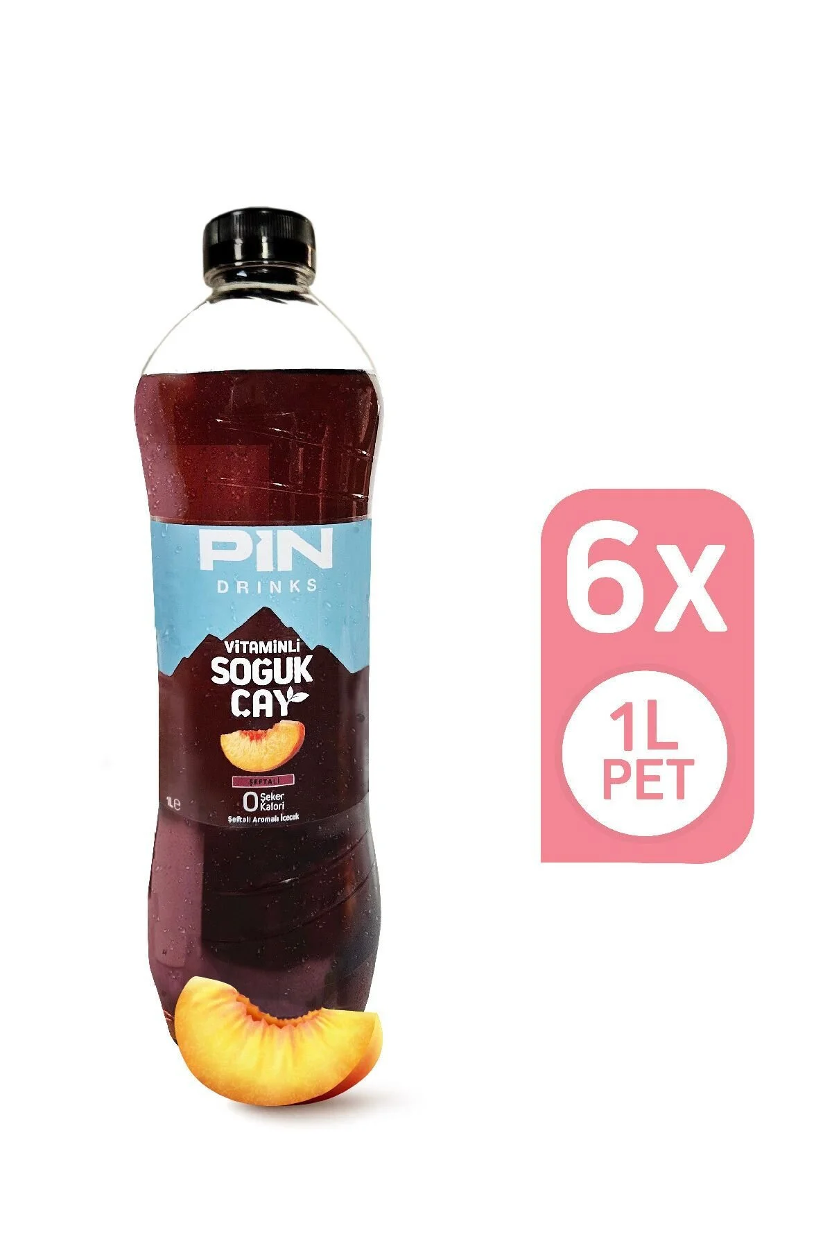 Pin Şeftali Aromalı Soğuk Çay - Şekersiz & Kalorisiz 1 Litre X 6 Adet" İçecek Fiyatı