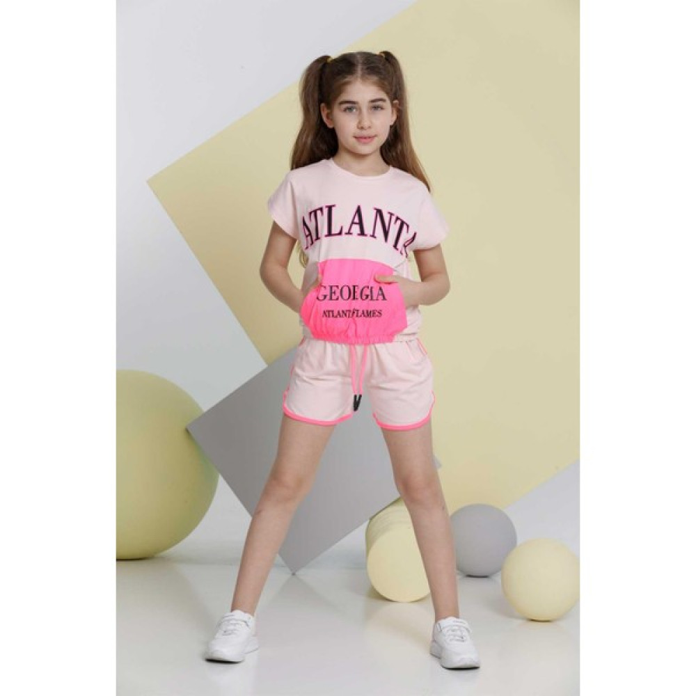 Pina Kids Atlanta Baskılı Kız Çocuk Şortlu Rahat Yazlık Takım Kız Çocuk Giyim Takımı Fiyatı
