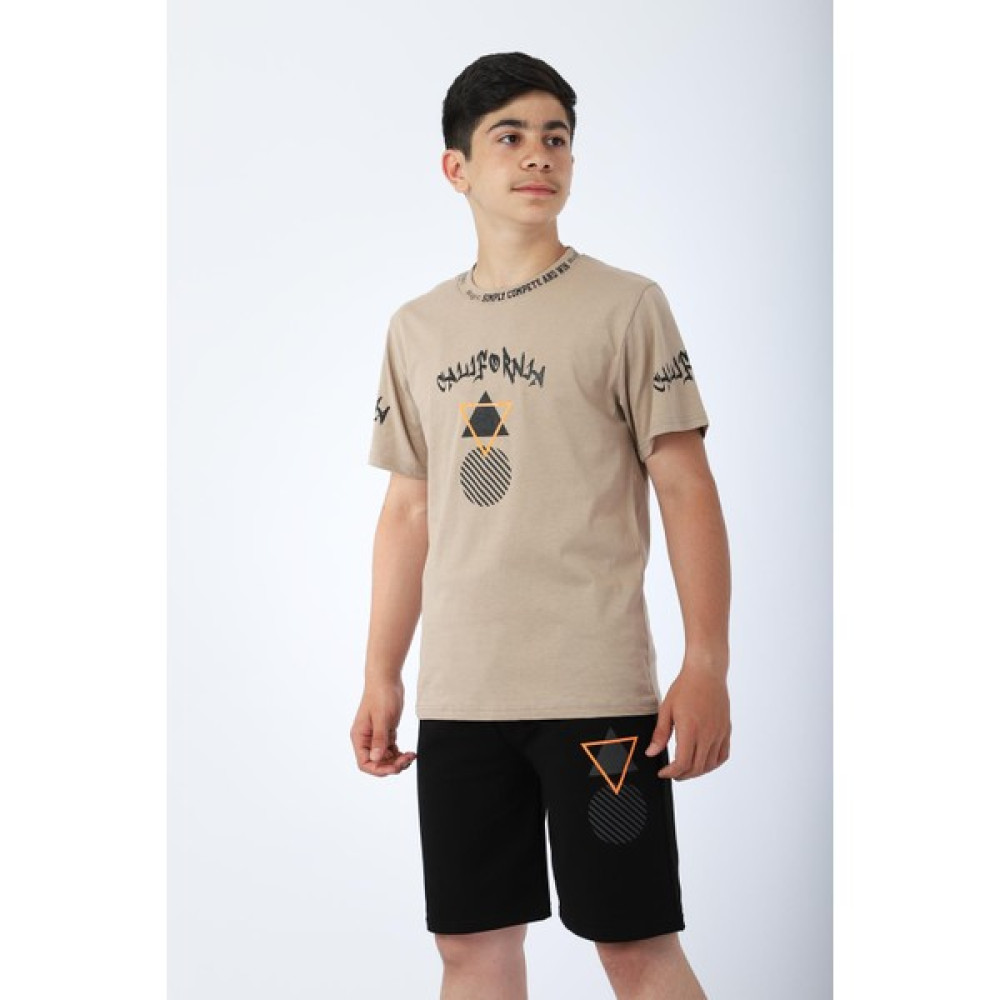 Pina Kids Erkek Çocuk Tshirt Şort Yazlık Takım California Baskılı Erkek Çocuk Giyim Takımı Fiyatı