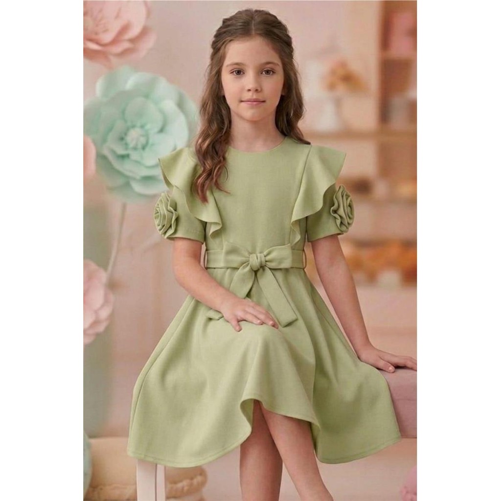 Pina Kids Kız Çocuk Güllü Kısa Kollu Elbise ELB2014 Kız Çocuk Elbise Fiyatı