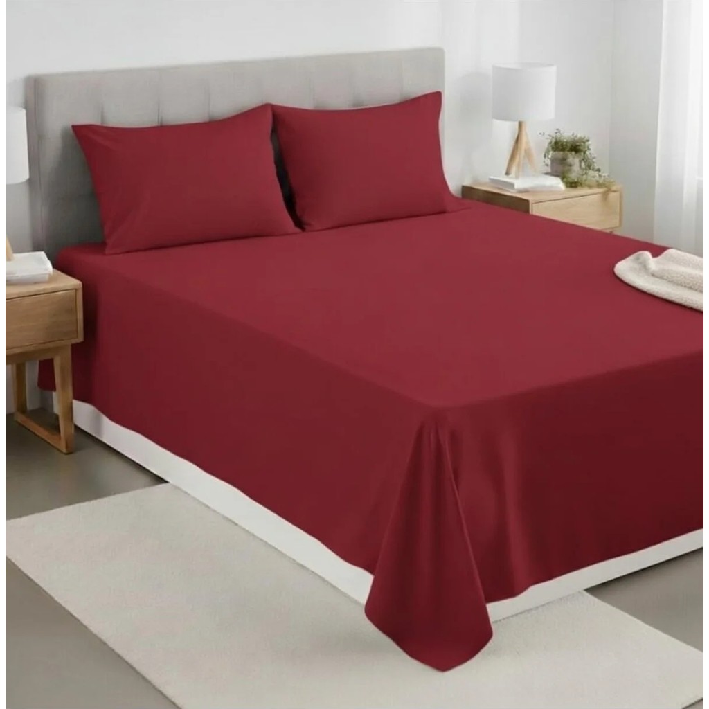 Pınar Home Collection %100 Organik Pamuk Kumaş Düz (Lastiksiz)Çarşaf+Yastık Kılıfı***(Sipariş Öncesi Ebat Seçimi Yapınız ) - Bordo - 240 x 260 Yastık Kılıfı Fiyatı