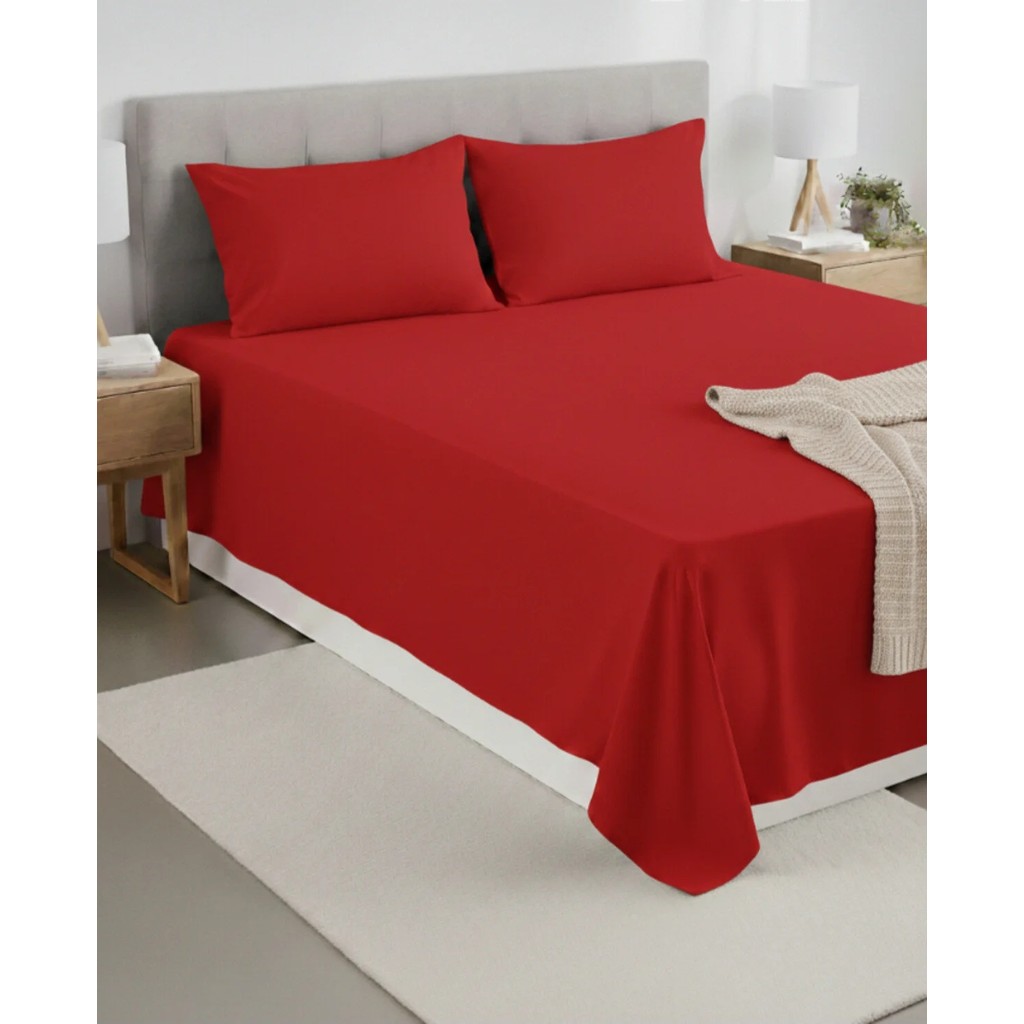 Pınar Home Collection %100 Organik Pamuk Kumaş Düz (Lastiksiz)Çarşaf+Yastık Kılıfı***(Sipariş Öncesi Ebat Seçimi Yapınız ) - Kırmızı - 240 x 260 Yastık Kılıfı Fiyatı