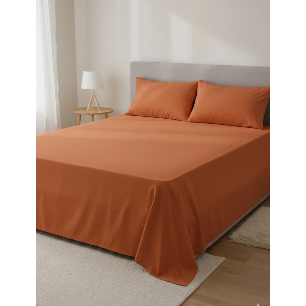Pınar Home Collection %100 Organik Pamuk Kumaş Düz (Lastiksiz)Çarşaf+Yastık Kılıfı***(Sipariş Öncesi Ebat Seçimi Yapınız ) - Turuncu - 240 x 260 Yastık Kılıfı Fiyatı