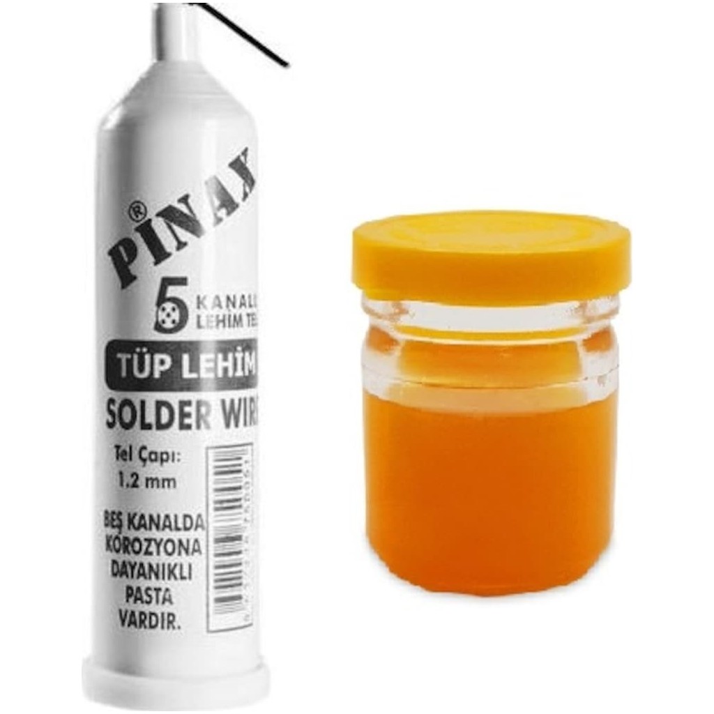 Pinax 5 Kanallı Lehim Teli 1,2 mm ve Lehim Pastası 40 gr Seti Yüksek Performans için Lehim & Havya Fiyatı