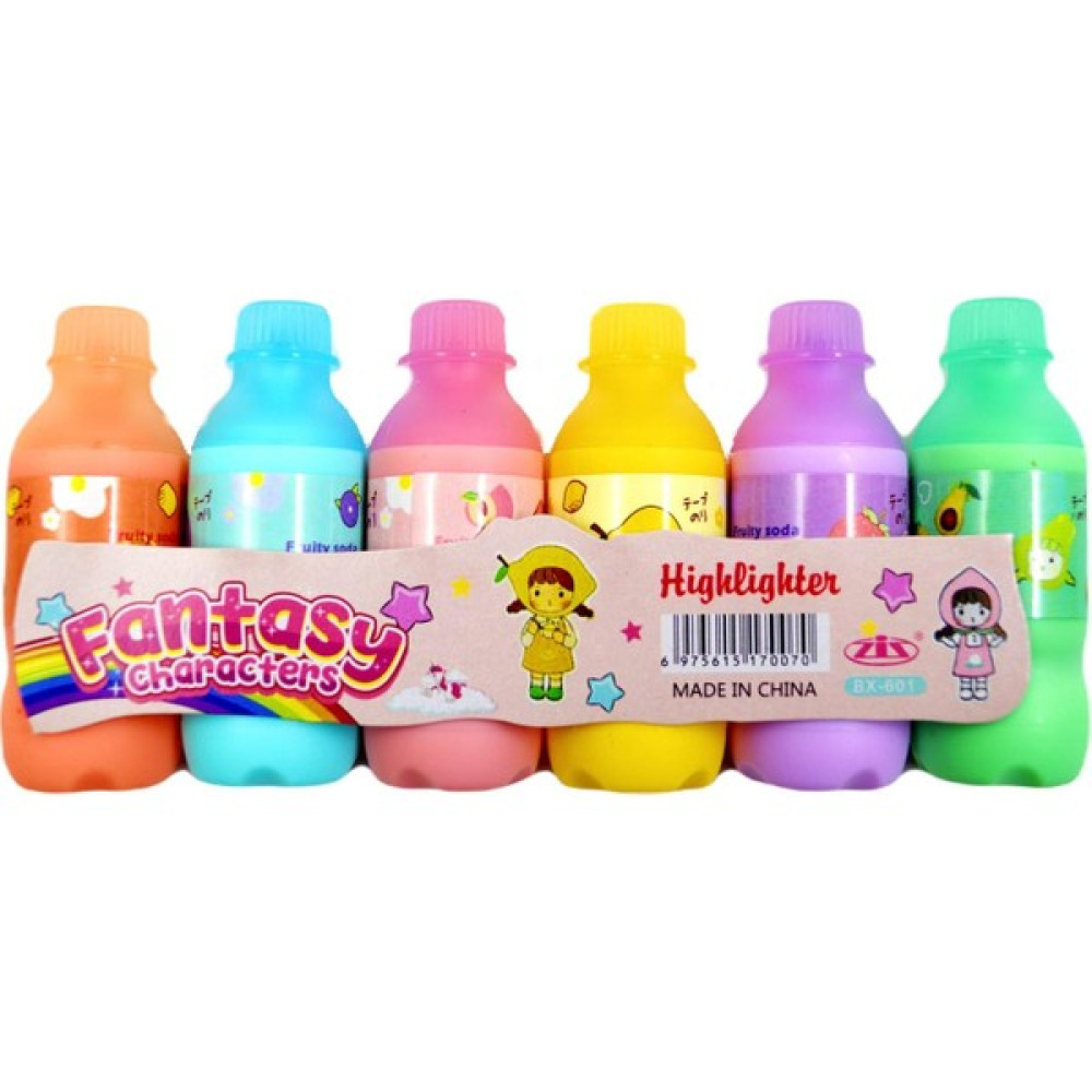 Pinco Kilitli Poşet Şişe Şekilli Pastel Fosforlu Kalem 6 Lı (BX-601) Fosforlu Kalem Fiyatı