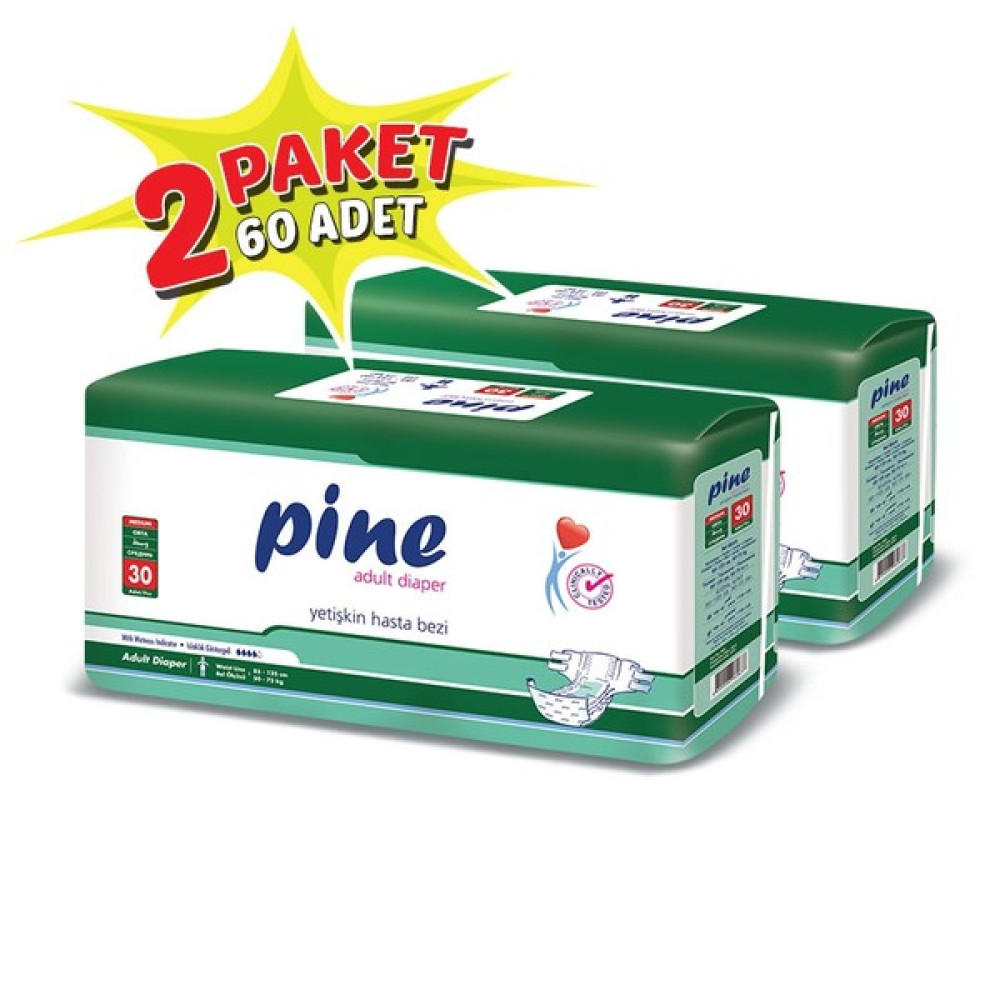 Pine Medium (50-75 Kg) 60 Adet Yetişkin Hasta Bezi - Medium 50/75 Hasta Bezleri ve Temizliği Fiyatı