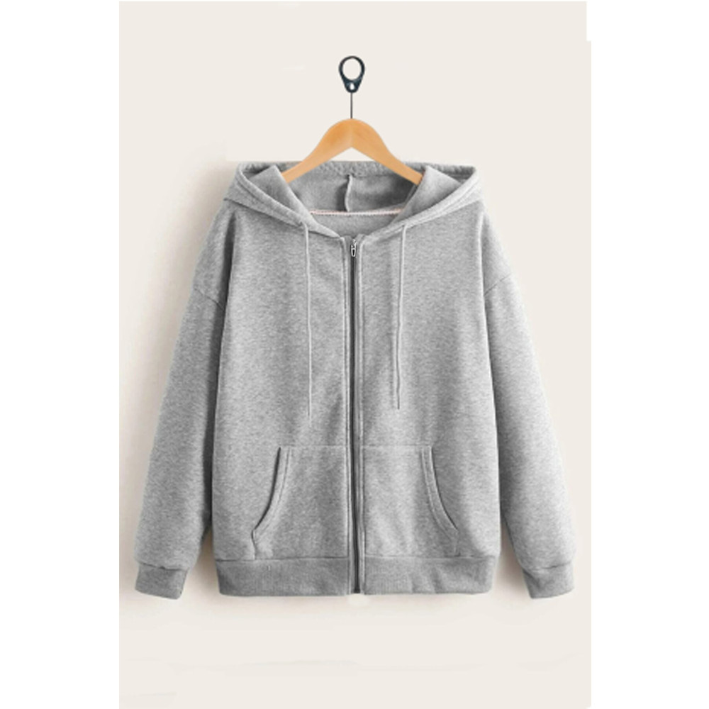 Pinem Unisex Gri Kapşonlu Hırka Fermuarlı Sweat L Beden Kadın Hırka Fiyatı