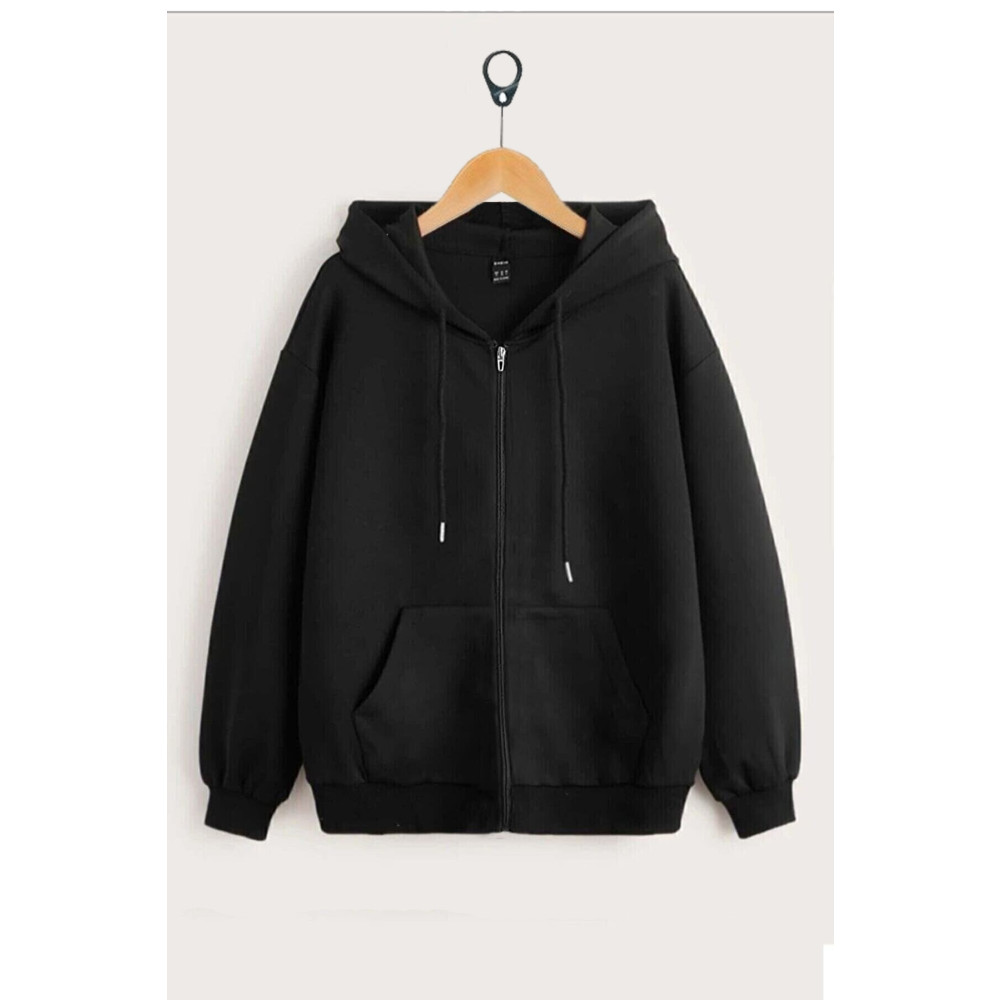 Pinem Unisex Siyah Kapşonlu Hırka Fermuarlı Sweat XL Beden Kadın Hırka Fiyatı